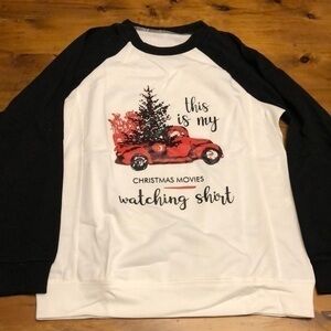 Holiday Christmas movie watching shirt baseball style New